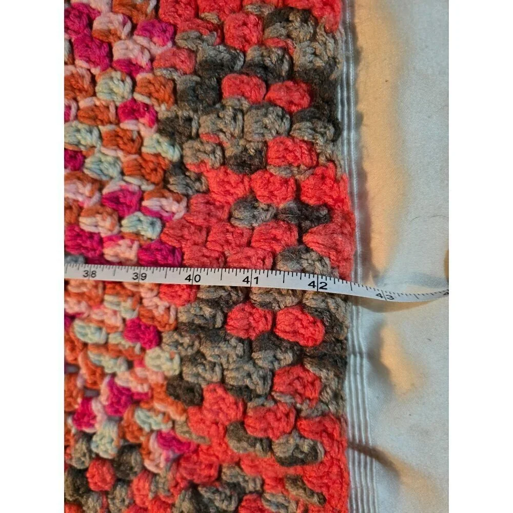 Vintage Crochet Handmade Afghan Lap Blanket Chair Throw Granny Cottage